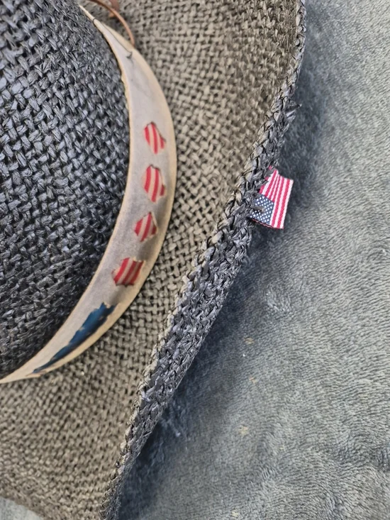 WESTERN COWBOY Charcoal Color Resemblance American Flag With Button Brass Tone - Picture 5 of 14